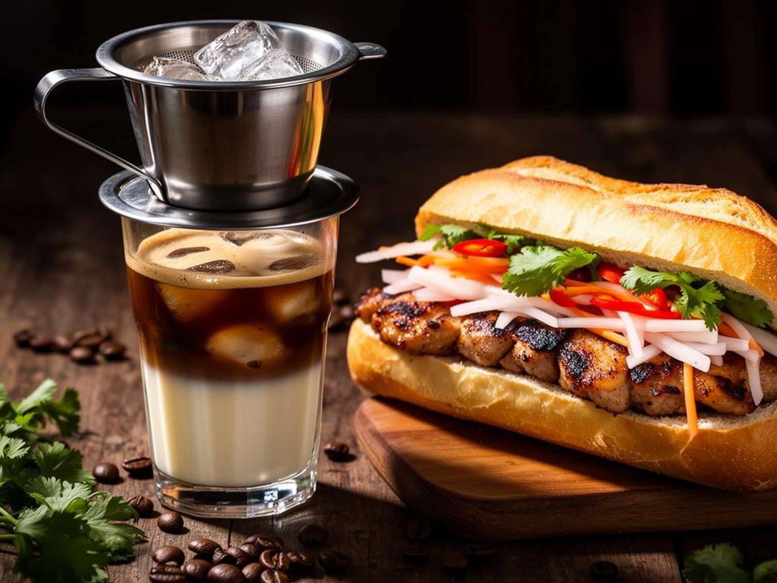 Vietnamese Coffee & Grilled Pork Banh Mi